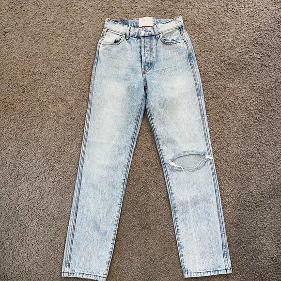 REVICE Ex-Boyfriend Player One Wash Straight Leg Jeans with Knee & Cheeky Slit - Picture 1 of 12